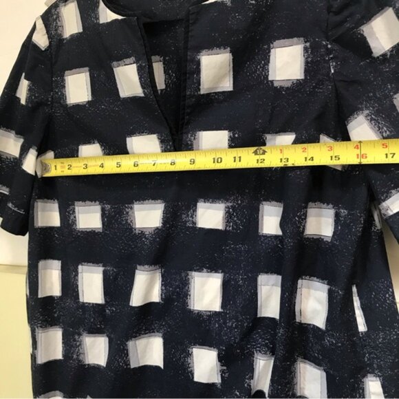 Tory Burch Antibes Poplin Cotton Top Tunic Check Shirt V Neck Slits Nautical 4 - Picture 15 of 16
